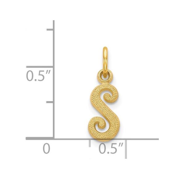 The Sadie 14k Yellow Gold Mini Satin Script Initial Charm, Letter S - Picture 4 of 5